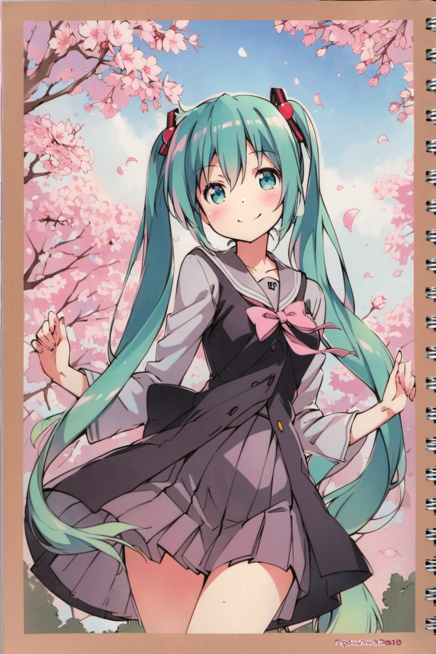 23276-2154795742-1girl, solo, hatsune miku, school uniform, green hair, cherry blossoms, cherry hair ornament, hanami, sakura, smile, looking at.png